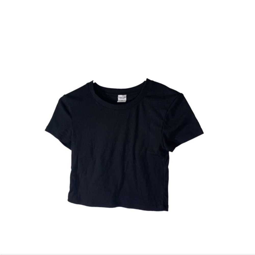 Love Life Small‎ Black Cropped Ribbed Top